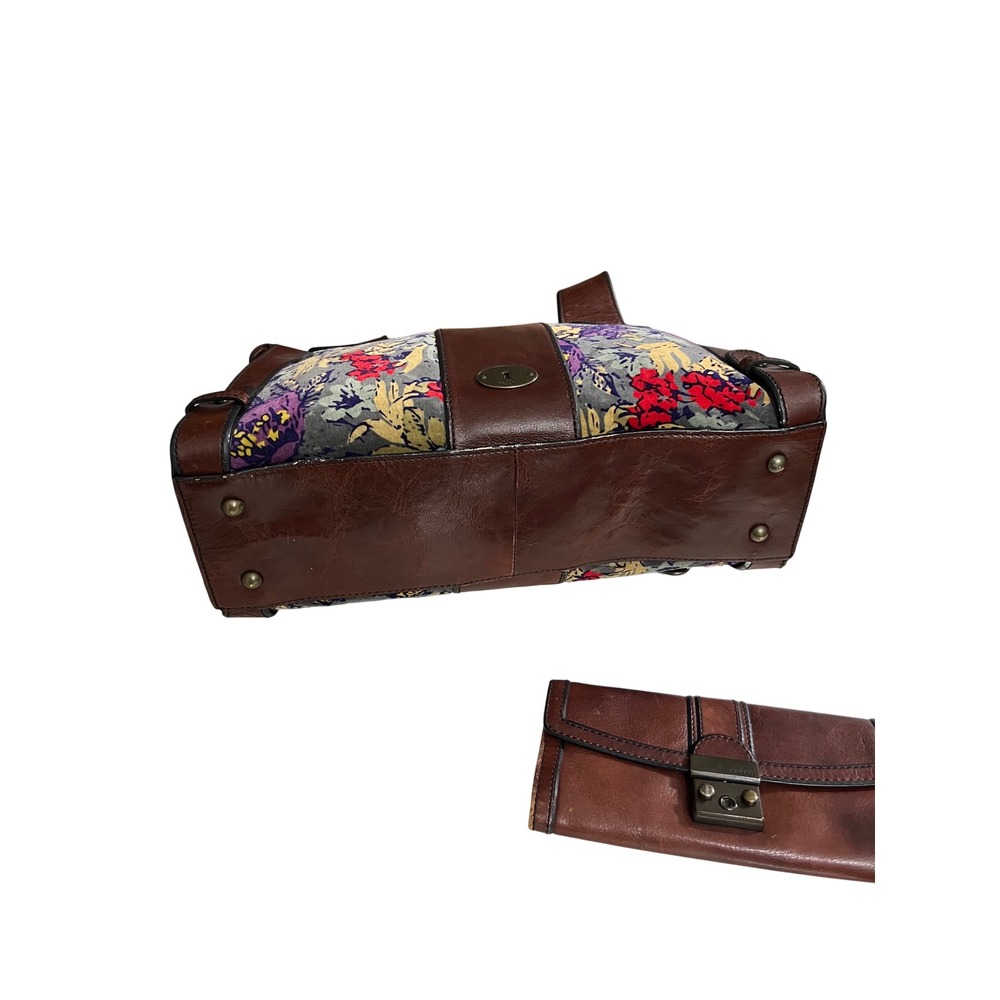 Fossil Vintage Reissue Weekender Leather Satchel Set w/ Matching Wallet Key - Picture 9 of 14
